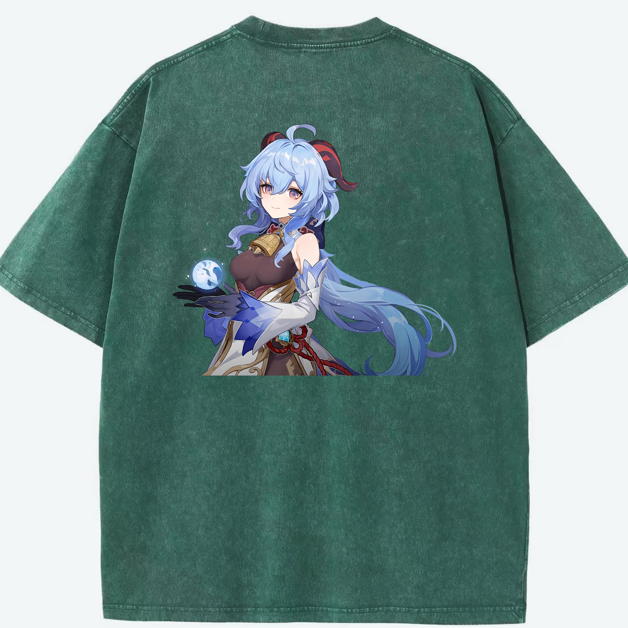 げんし神 甘雨 かんう genshin Ganyu 綿100% ヴィンテージ風 半袖Tシャツ（背面プリント）